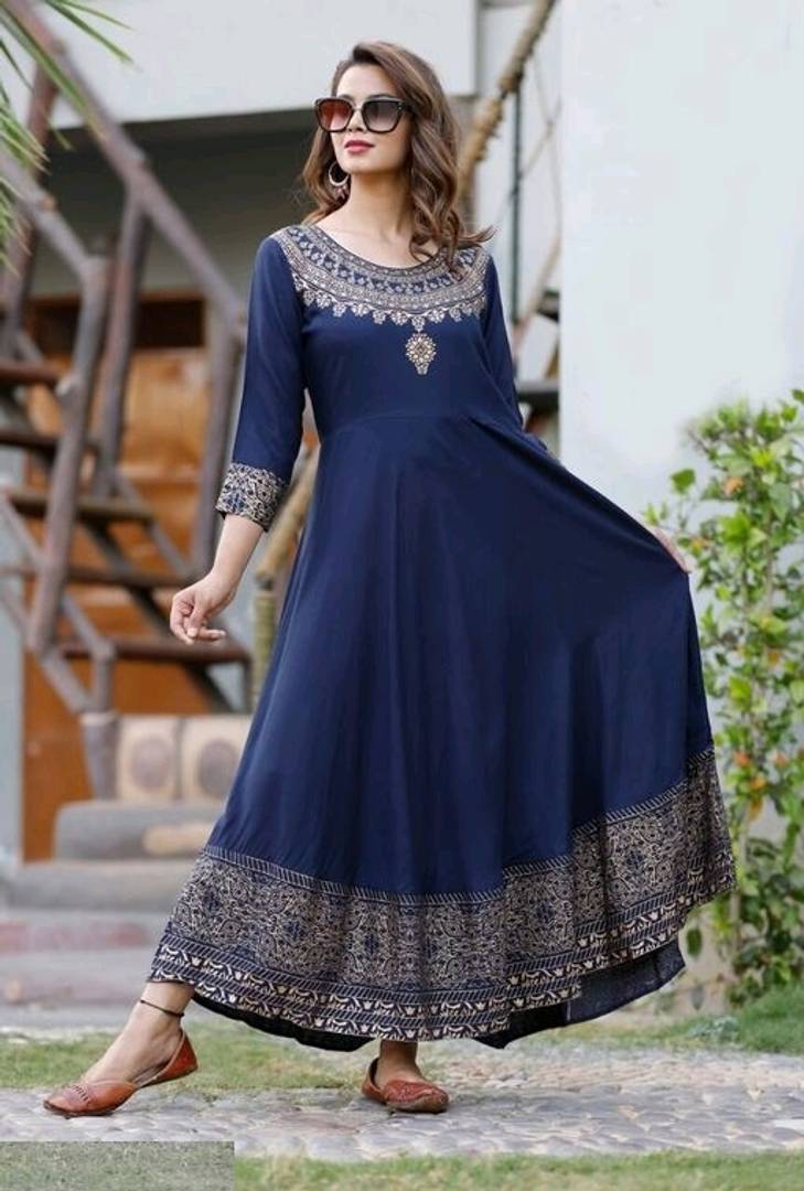 Women's Rayon Printed Anarkali Kurta